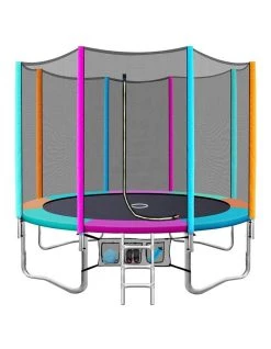 Best deal ⭐ My Plaza 12FT Trampoline Round Trampolines Kids Enclosure Safety Net Pad Outdoor Multi-coloured Flat 👏