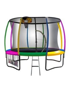 Best deal 🎁 8ft Kahuna Trampoline Safety Net Spring Pad Cover Mat Ladder Free 🏀 Basketball Set 🎁
