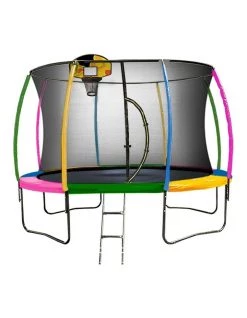 Best Sale 👏 Kahuna Trampoline 12 ft with 🏀 Basketball set - Rainbow 💯
