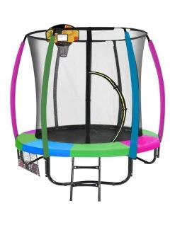 Hot Sale 😍 Kahuna Trampoline 6ft with 🏀 Basketball Set Mat Pad Net Ladder- Rainbow 💯