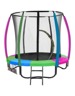 Best Pirce 🥰 Kahuna 6ft Trampoline Free Safety Net Spring Pad Cover Mat Net Rainbow Round 🌟