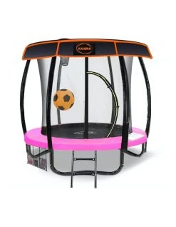 Hot Sale 😍 Kahuna 6ft Trampoline Free Safety Net Spring Pad Roof Cover Mat 🏀 Basketball Set Pink 😉