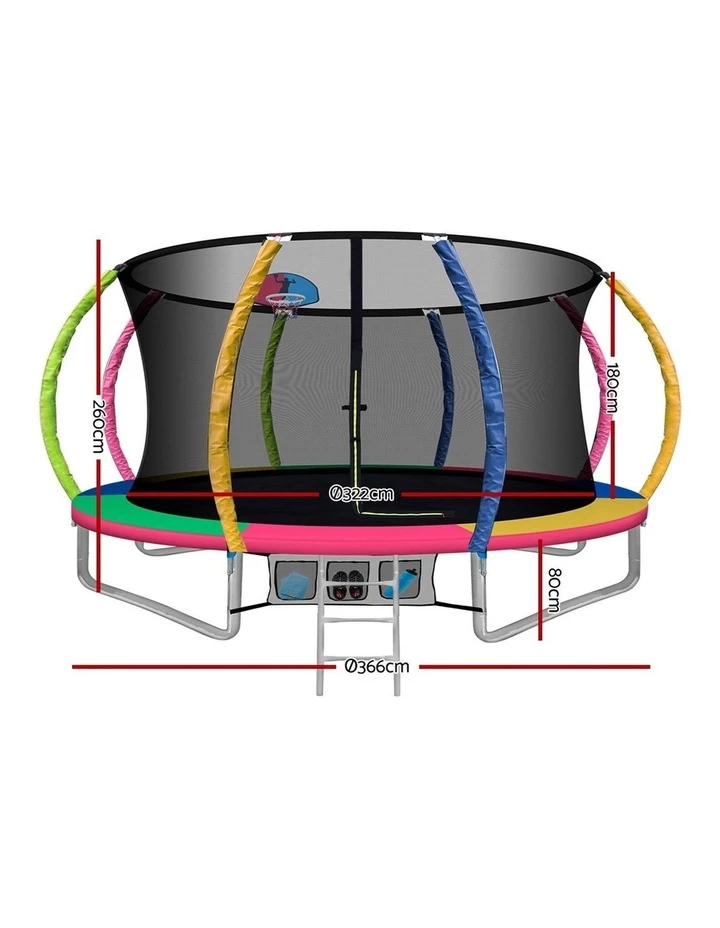 Top 10 ๐ฏ Everfit 12FT Trampoline Round Trampolines With ๐ Basketball Hoop Kids Present Gift Enclosure Safety Net Pad Outdoor Multi-coloured โจ - Image 2