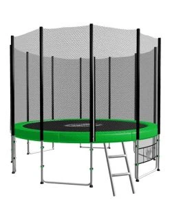 Discount ❤️ Kahuna 8ft Round Trampoline with Safety Net, Ladder and 🏀 Basketball Set Green 🛒