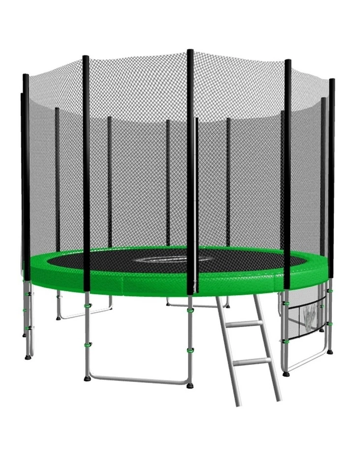 Discount โค๏ธ Kahuna 8ft Round Trampoline with Safety Net, Ladder and ๐ Basketball Set Green ๐