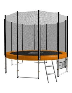 Hot Sale 🧨 Kahuna 8ft Round Spring Trampoline with Net, Pad, and Ladder Orange 🛒
