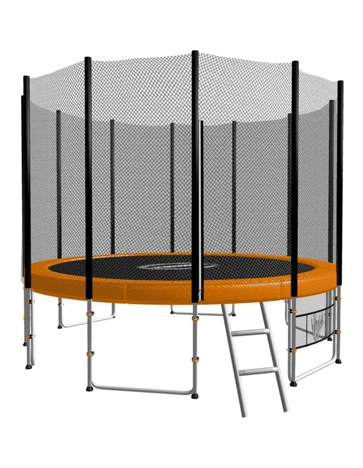 Hot Sale ๐งจ Kahuna 8ft Round Spring Trampoline with Net, Pad, and Ladder Orange ๐