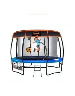 Best Sale 😀 Kahuna Trampoline 10ft Free Safety Net Spring Pad Roof Mat Ladder 🏀 Basketball - Blue 🔔