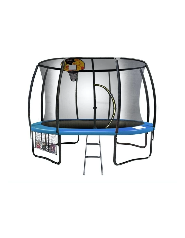 Flash Sale ⌛ New Kids Gift Kahuna 14ft Trampoline Free Safety Net Spring Pad Mat With 🏀 Basketball Orange/Blue 👏 - Image 2