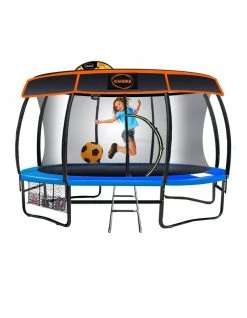 Top 10 π₯ New Kids Gift Kahuna 14ft Trampoline Free Safety Net Spring Pad Mat Roof With π Basketball Orange/Blue π