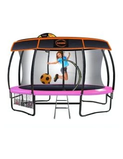New 🥰 Kahuna 14ft Trampoline Free Safety Net Spring Pad Roof Mat Ladder 🏀 Basketball - Pink 😍