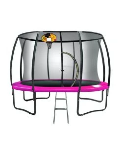 Best Sale 🛒 Trampoline 8 ft Kahuna with 🏀 Basketball set - Pink ✔️