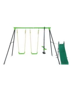 Wholesale 𧨠Lifespan Kids Hurley 2 Metal Swing Set w/ Slide Green/Black π