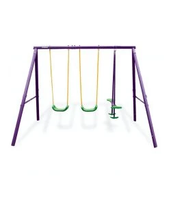 Best deal π Kahuna Kids Swing Set 4-Seater With Tandem Swing Outdoor Activity Purple Green π